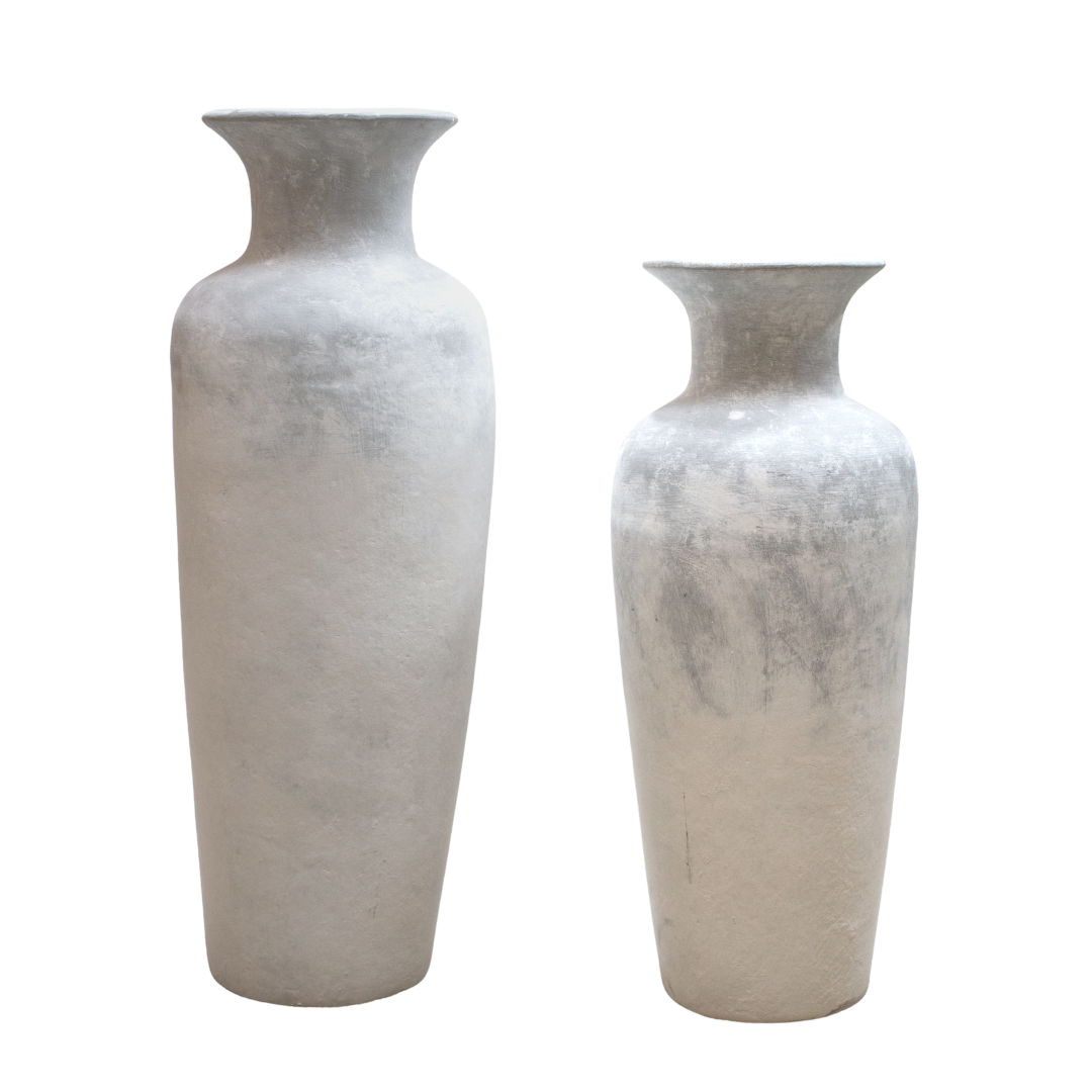 Grey/White Ceramic Floor Vase (Various Sizes)